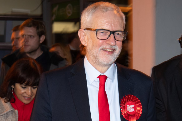 Labour Party leader Jeremy Corbyn leaves the vote count in his Islington North constituency on Friday.