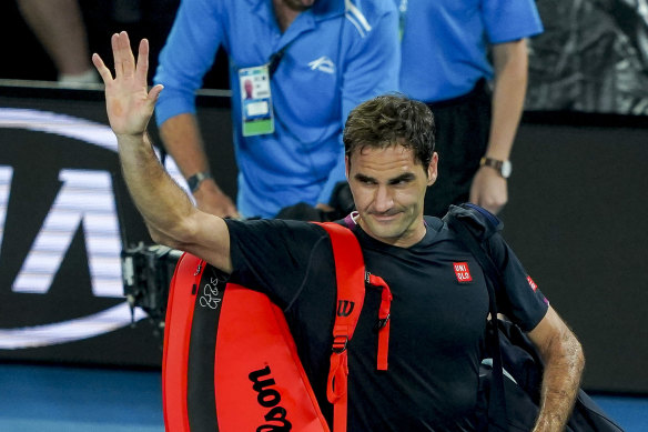 Roger Federer at the Australian Open on Thursday night.