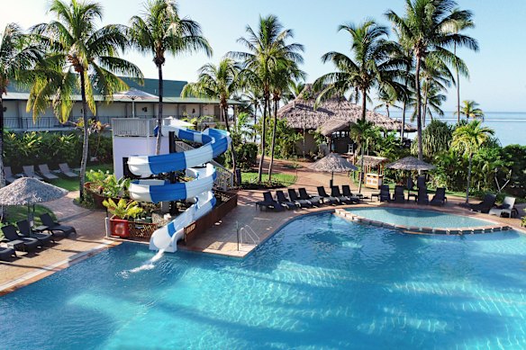 The huge main pool is the centre of activity.