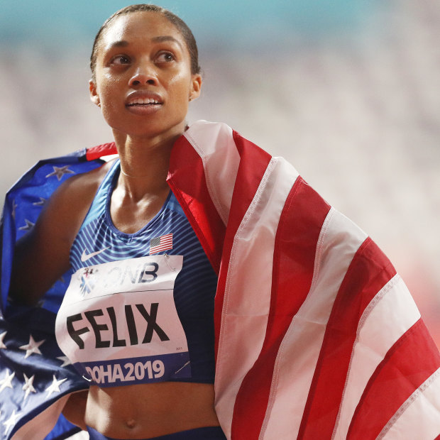USA track great Allyson Felix won eight Olympic gold medals before becoming a mother and is targeting the Tokyo Olympics. 