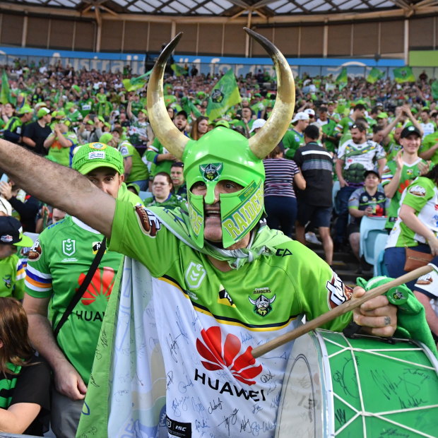 Raiders fans turned the NRL grand final into a sea of lime green.