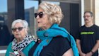 Janet Holmes a Court (right), who was  outside Parliament House on behalf of the Friends of Australian Rock Art, and Friends of Australian Rock Art co-convener Judith Hugo.