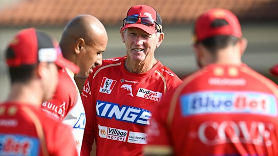 Dolphins coach Wayne Bennett at a training session.