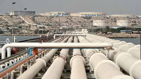A key oil terminal on Iran’s Kharg Island. The federal budget will benefit from the surge in inflation caused by the war.