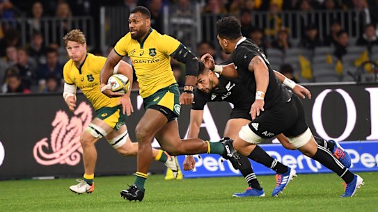 Beast mode: Samu Kerevi was at his rampaging best against New Zealand in Bledisloe I in Perth.