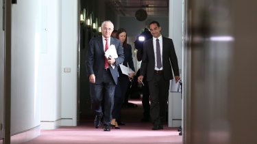 Prime Minister Malcolm Turnbull with then media adviser John Garnaut in February, 2016.