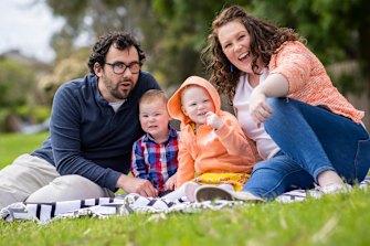 Alex and Nick Fulton with their 1-year-old son Harry, and 3-year-old daughter Maggie. 