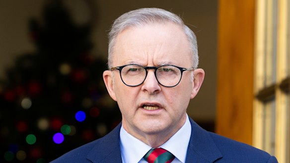 Prime Minister Anthony Albanese during a press conference at Parliament House in Canberra.