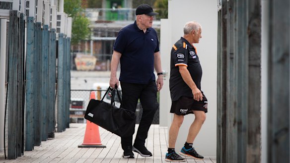 Tim Sheens at Wests Tigers headquarters on his first day back at the club in nearly a decade on Monday.