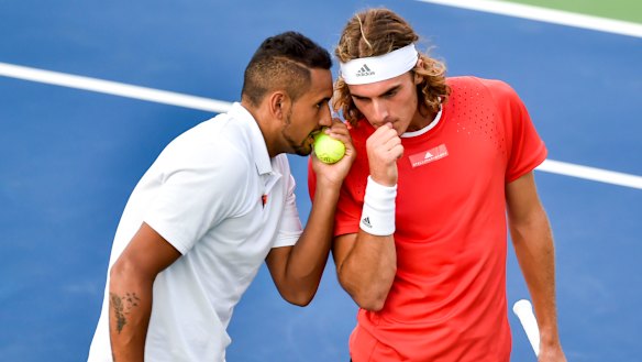 Nick Kyrgios and Stefanos Tsitsipas in Washington in 2019.
