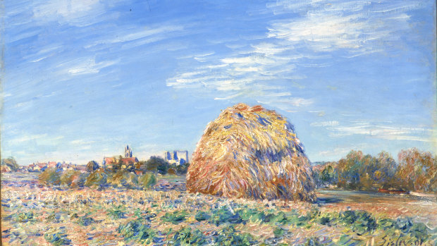 Detail from Alfred Sisley's Haystack on the banks of the Loing, 1890. 