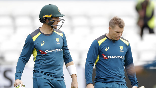 David Warner (right, alongside captain Tim Paine) has failed to reach double figures in all four innings this series.