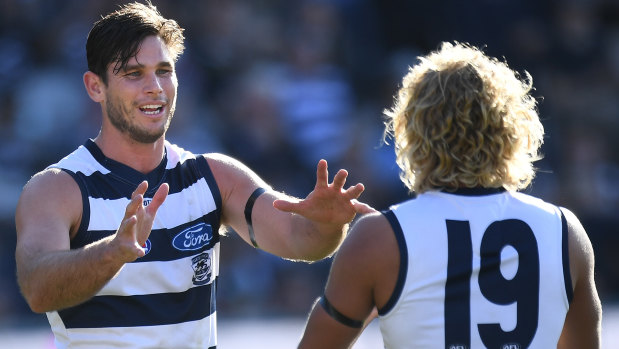 Tom Hawkins enjoyed another huge game for the Cats.