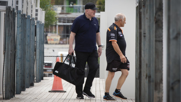 Tim Sheens at Wests Tigers headquarters on his first day back at the club in nearly a decade on Monday.