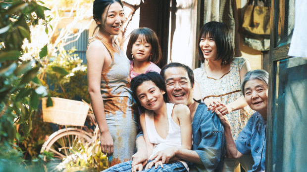 In Shoplifters, a pseudo-family of six occupy a miniscule Tokyo dwelling. 