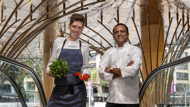 Chef Manjunath Mural from Heritij and Chef Shane Veivers from Persone at Brisbane Quarter.