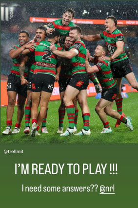 ‘I’m ready to play’: Mitchell’s Instagram post.