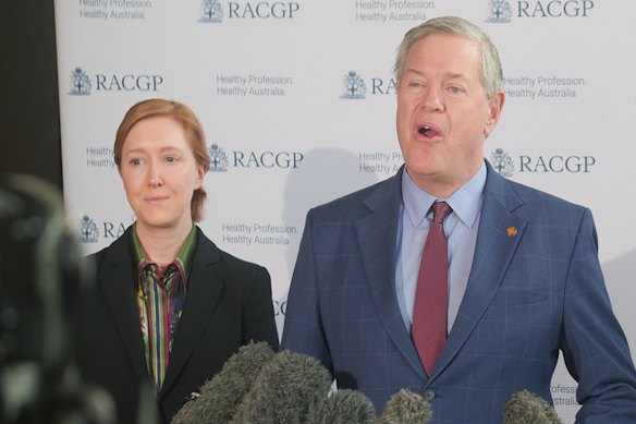Queensland Health Minister Tim Nicholls with RACGP Queensland chair Dr Cath Hester.