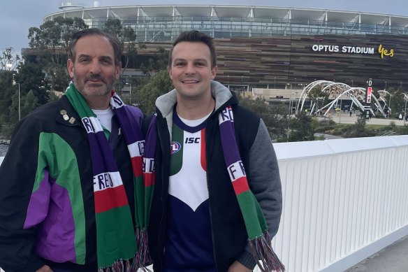 Harbour Master Robin Judd and his son Matt at the retro round game.