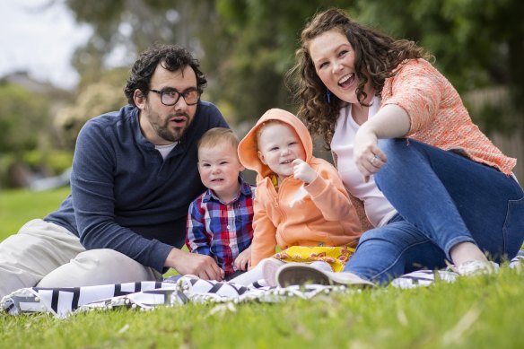 Alex and Nick Fulton with their 1-year-old son Harry, and 3-year-old daughter Maggie. 