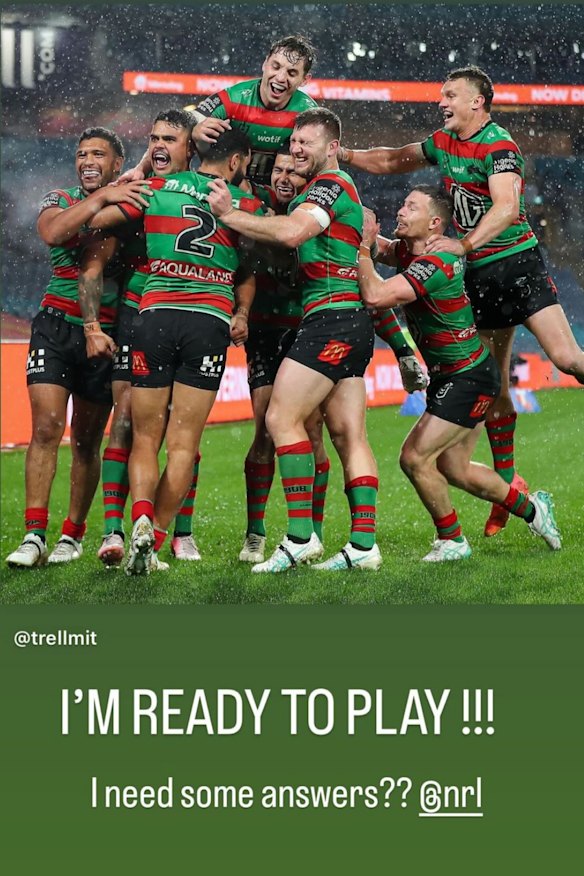 ‘I’m ready to play’: Mitchell’s Instagram post.
