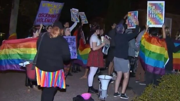 Supporters and opponents of same sex marriage have clashed outside a Brisbane church following the High Court decision allowing a postal vote to go ahead.