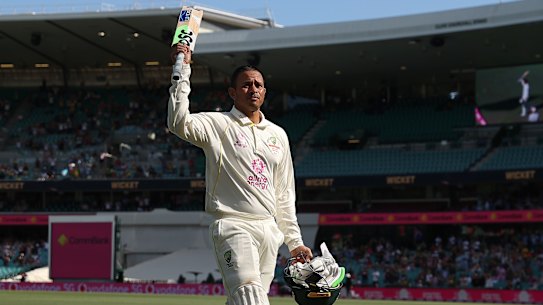 Usman Khawaja made an emphatic case to be retained for the fifth Ashes Test in Hobart.