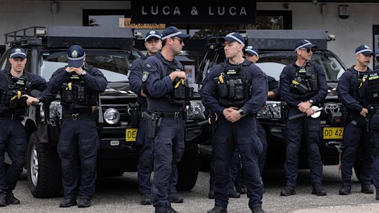 Police at Bondi Beach on Tuesday.