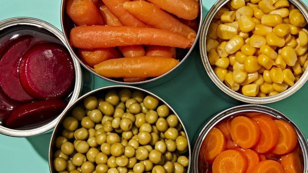 Canned foods may lack the appeal of fresh vegetables, but they have the advantage of a long shelf life and convenience.
