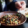 Spiced chickpeas and spinach.