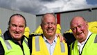 (Left to Right) Linfox executive chairman Peter Fox, Volvo Group CEO Martin Lundstedt and Linfox founder Lindsay Fox in Brisbane.  