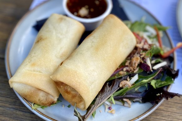 Prawn spring rolls.