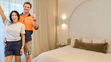 “This week was a headache,” Wyatt told producers. Mixing some dental issues through the regular Block chaos left Chantel and Wyatt on struggle street. But they pulled it together and delivered the judges an almost entirely completed room. 