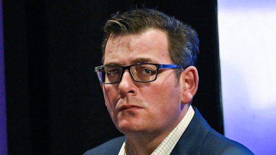 Premier Daniel Andrews addresses the media on Monday.