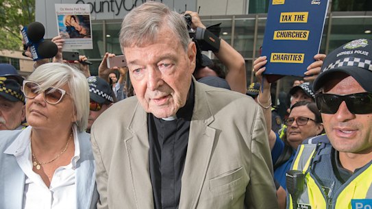 Cardinal George Pell leaving the County Court, where was found guilty of child sex abuse charges.