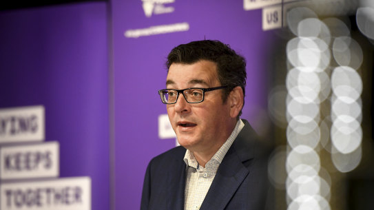 Victorian Premier Daniel Andrews giving his daily press conference.
