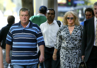 Des and Judy Moran outside the Melbourne Supreme Court in April 2004. Five years later, Des would be shot on Judy's orders.