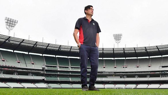 Michael Salvatore in an empty MCG, which he is keeping in shape for the day football finally returns.