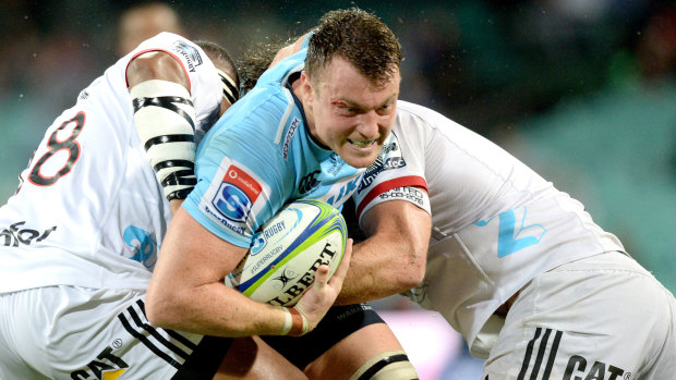 Looking ahead: Jack Dempsey hits the Crusaders line hard in an encouraging win for the Waratahs.