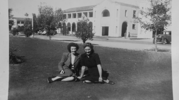 Gwen Lawless and a friend in early Canberra.