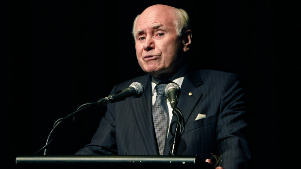 Former Australian Prime Minister John Howard delivers the eulogy during a State Memorial Service for former deputy Prime Minister Doug Anthony, at Tweed Heads in NSW.