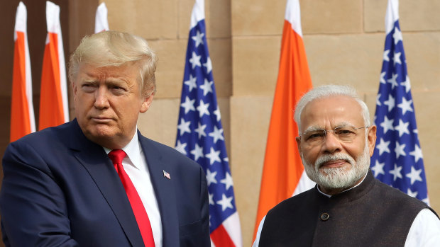 The violence erupted a few kilometres from where US President Donald Trump was meeting with India's Prime Minister Narendra Modi.