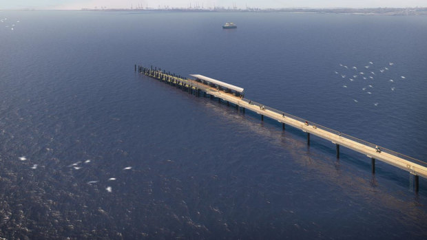 An artist’s impression of the proposed  230-metre wharf at Kurnell.