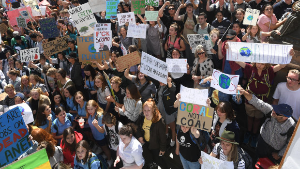 About 20,000 students fill Melbourne's CBD to protest the government's inaction on climate change.