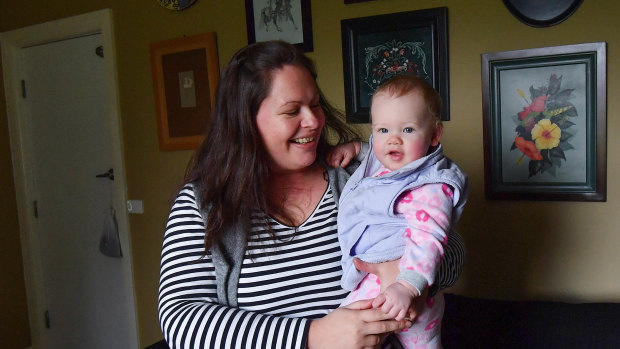 Samantha White with her 10-month old baby Imogen. 