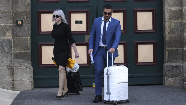 Salim Mehajer and his lawyer Zali Burrows are seen as he leaves Cooma Correctional Centre in Cooma.