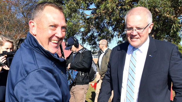 Gavin Pearce with Scott Morrison on election day.