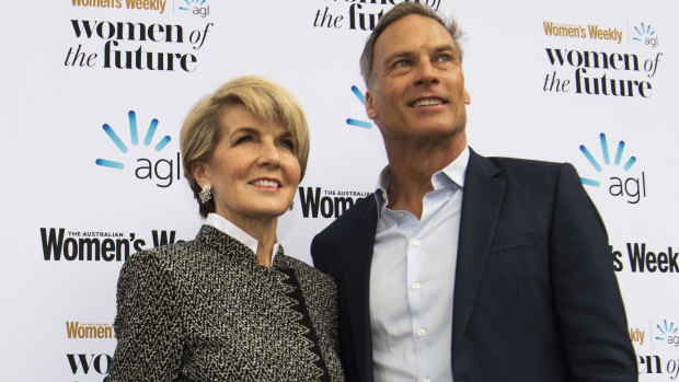 Julie Bishop, pictured with partner David Panton at the Women's Weekly Media, tops the latest list of taxpayer-funded travel and expenses.