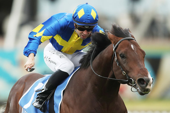 Dawn Passage was a dominant winner of the Scone Guineas at Rosehill on Saturday.