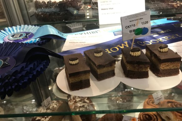 Mel Wityk’s prize winning coffee slice at the 2017 Royal Melbourne Show. 